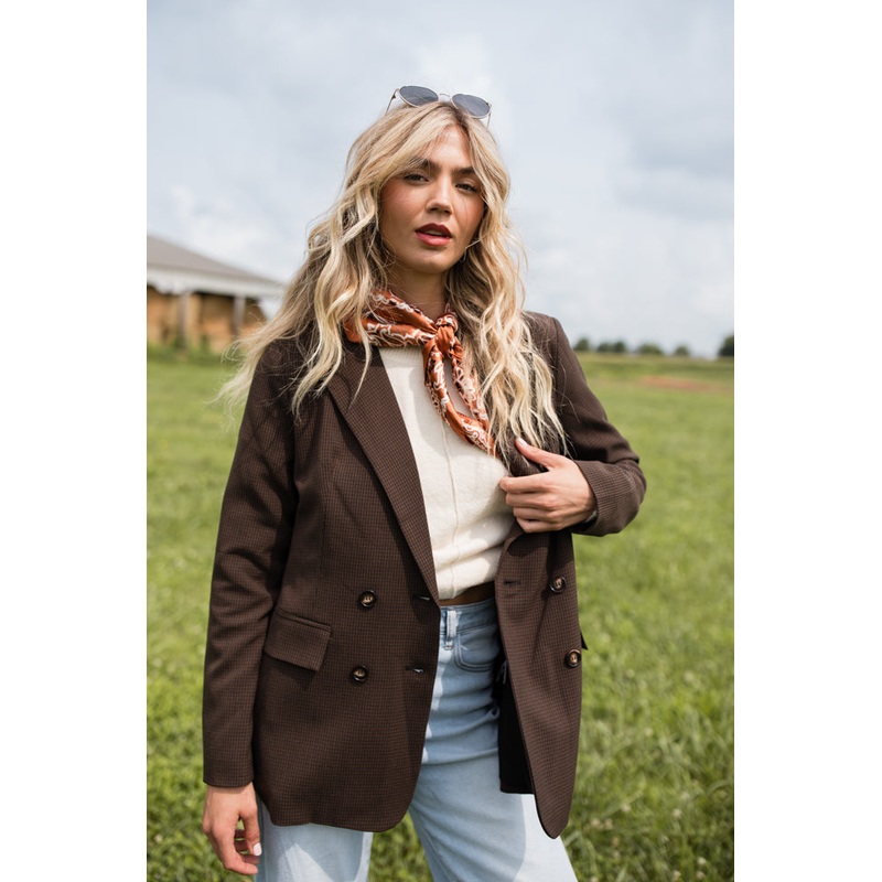One Track Mind Black And Plaid Blazer FINAL SALE