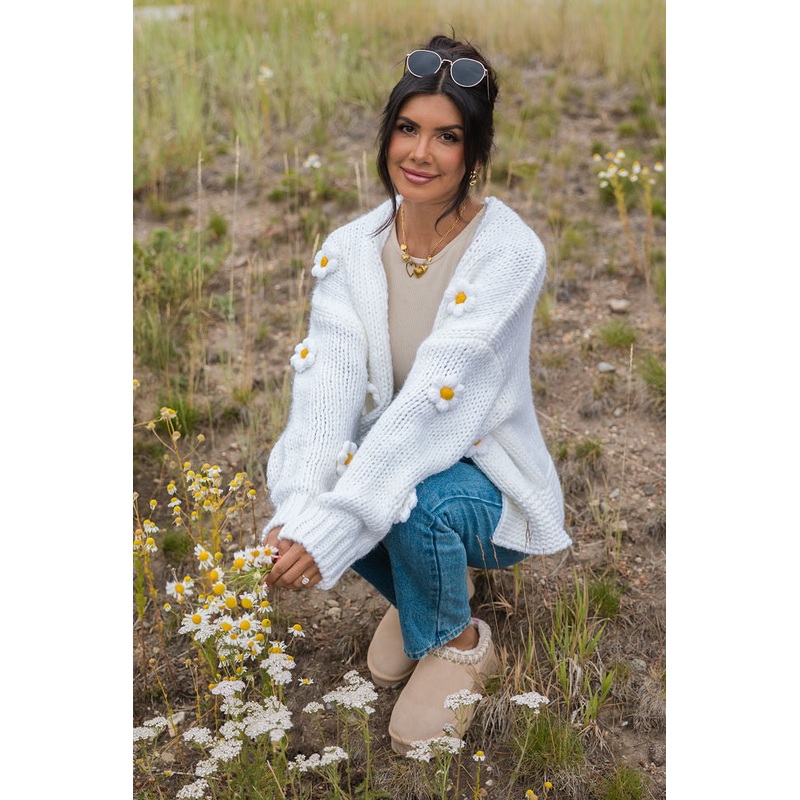 The Way I Feel Ivory Floral Applique Cardigan FINAL SALE