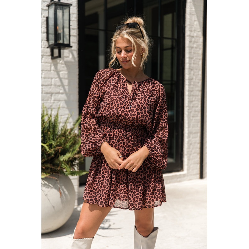 Untamed Beauty Leopard Henley Style Mini Dress FINAL SALE