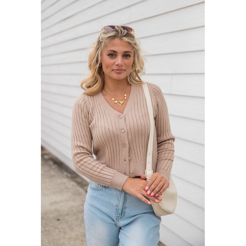 What You Needed Taupe Ribbed Cardigan FINAL SALE