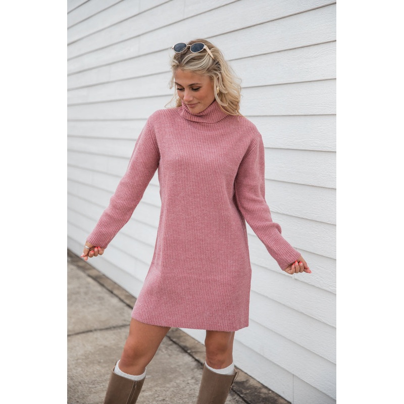 Faith In Love Mauve Turtleneck Sweater Dress FINAL SALE