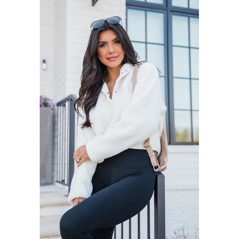 Headed To The Slopes White Sherpa Pullover FINAL SALE