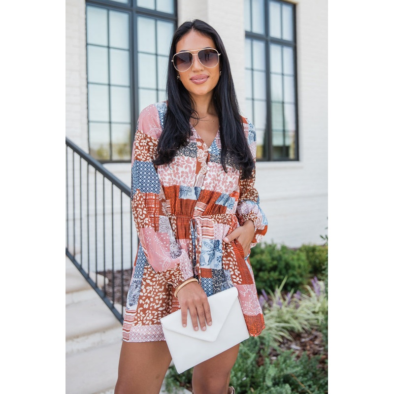 Love Over Fear Multi Print Button Front Romper FINAL SALE