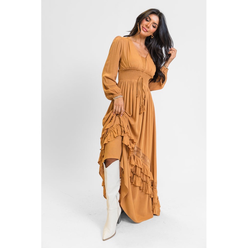 Lucky To Have You Camel Maxi Dress