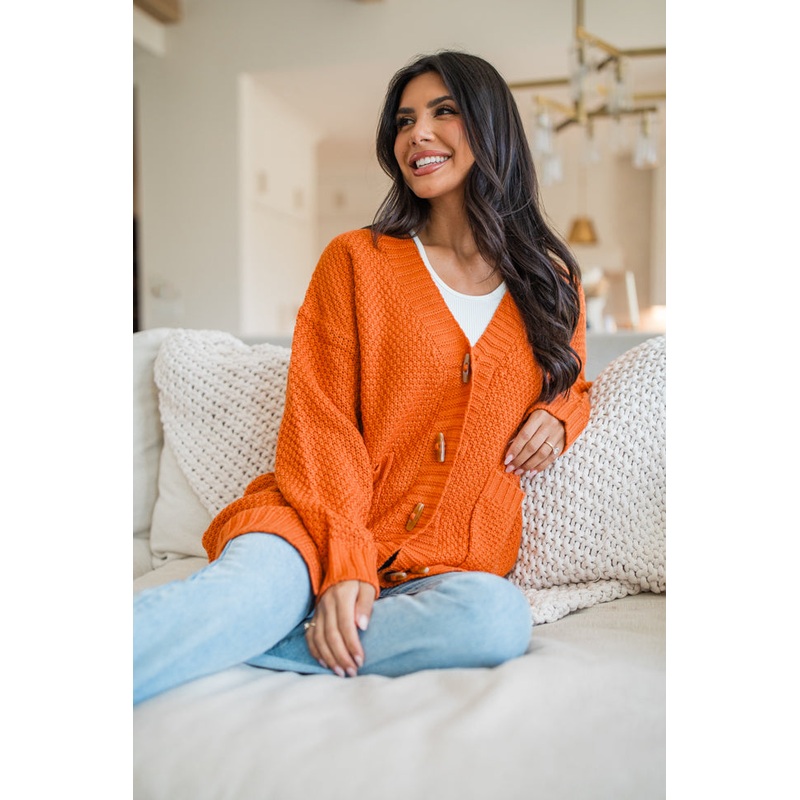 Northern Chill Rust Toggle Button Cardigan FINAL SALE