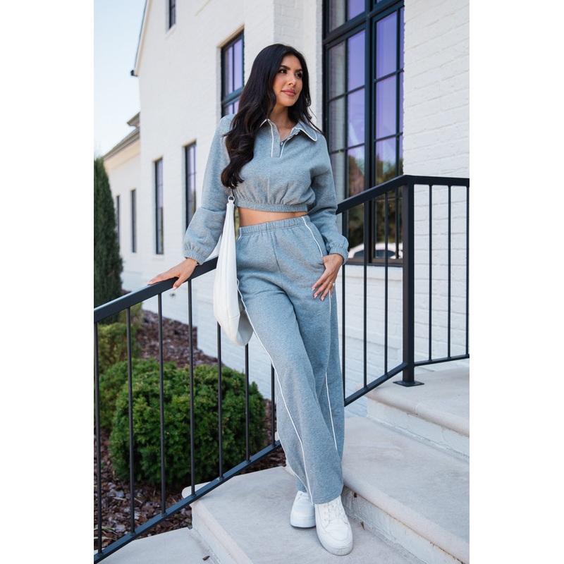 One To Beat Charcoal Varsity Style Two Piece Set
