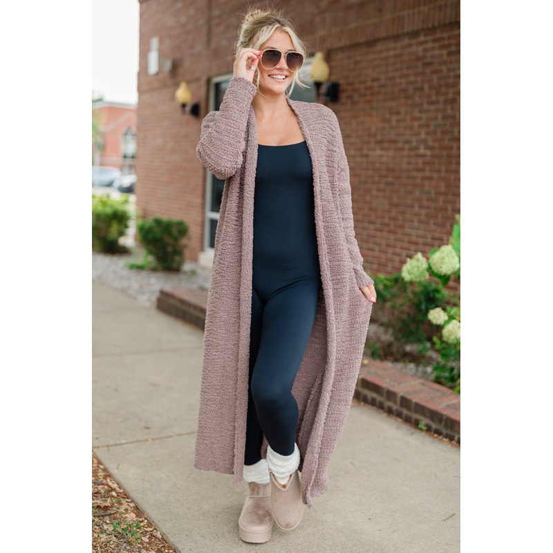 Slow Your Roll Mocha Long Popcorn Cardigan FINAL SALE