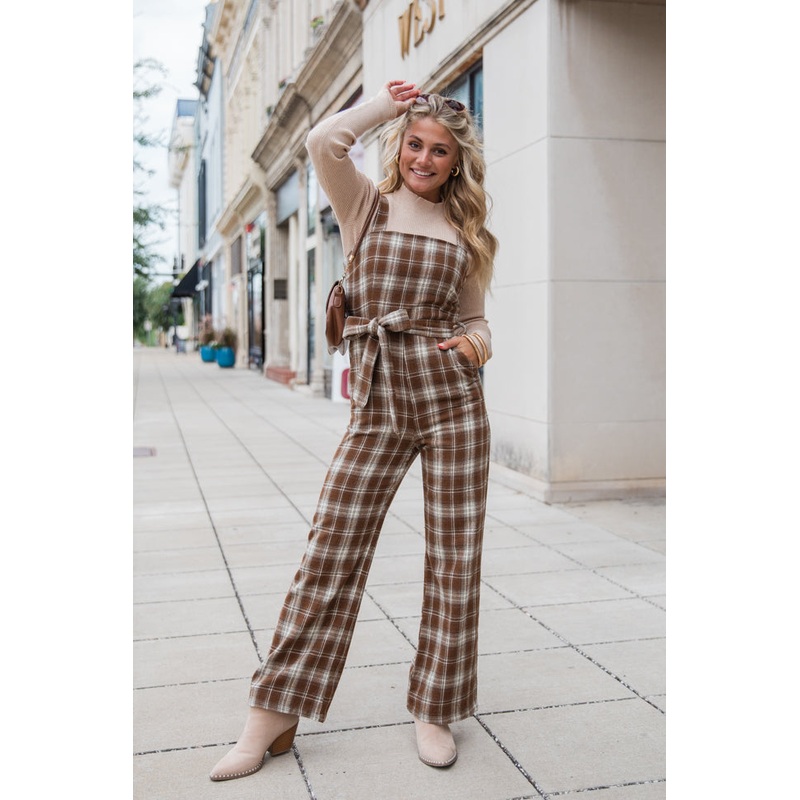 So Plaid You’re Mine Multi Belted Jumpsuit FINAL SALE