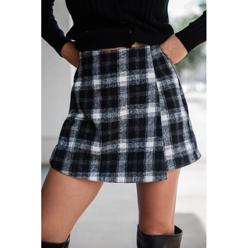 Sweet Escapes Black Plaid Skort FINAL SALE