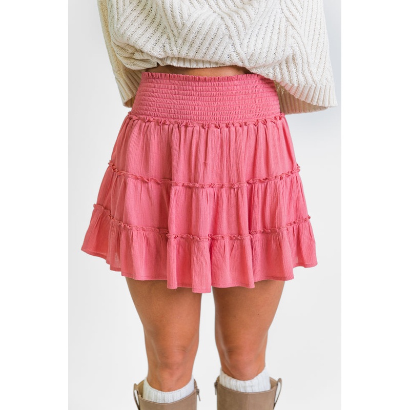 Through The Garden Rose Solid Mini Skort
