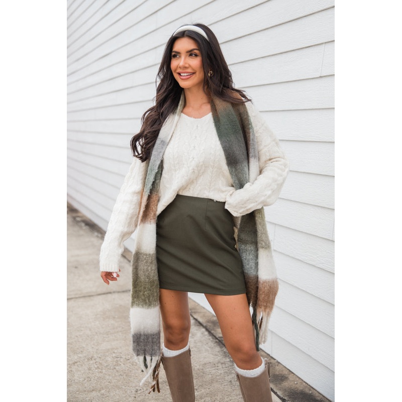 When You Call Ivory Oversized Cable Knit V-neck Sweater FINAL SALE