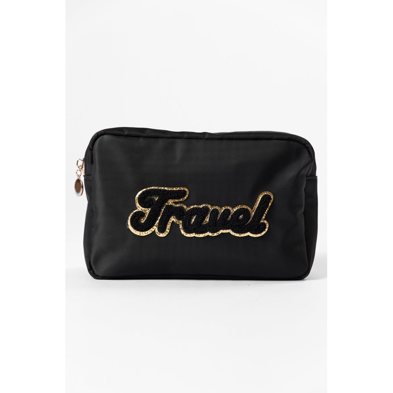 Black “Travel” Travel Pouch