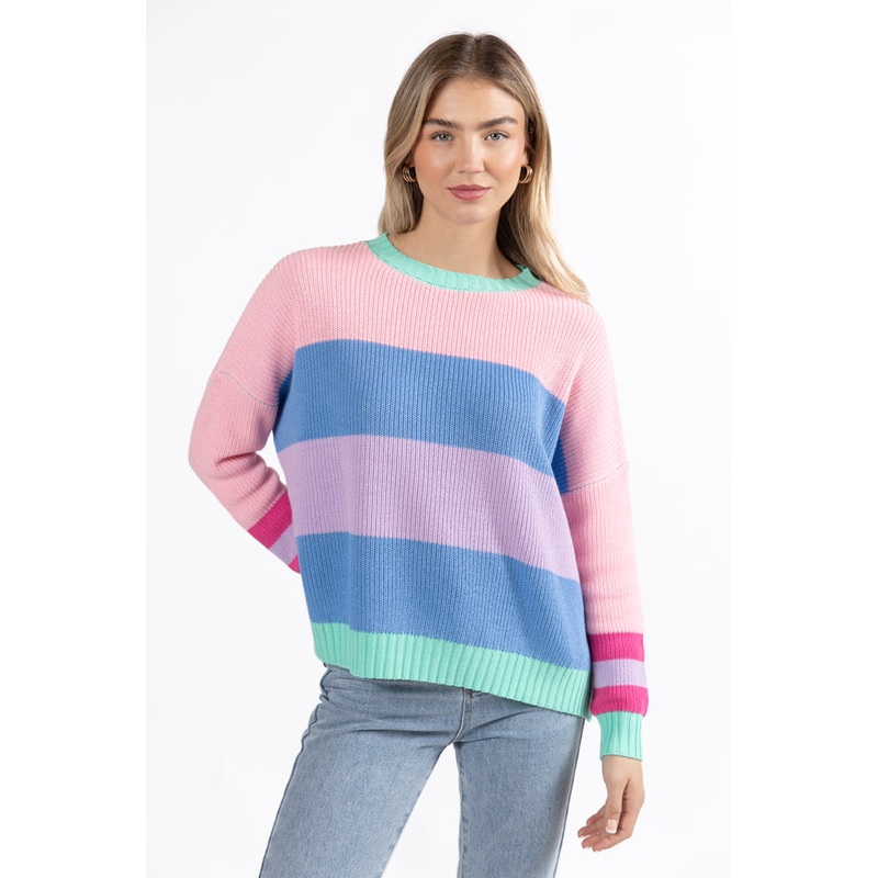 Break The Ice Multi Color Oversized Stripe Sweater