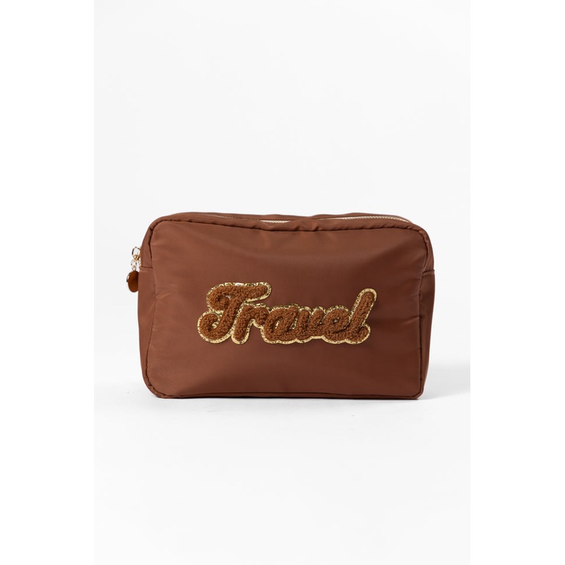 Brown “Travel” Travel Pouch FINAL SALE
