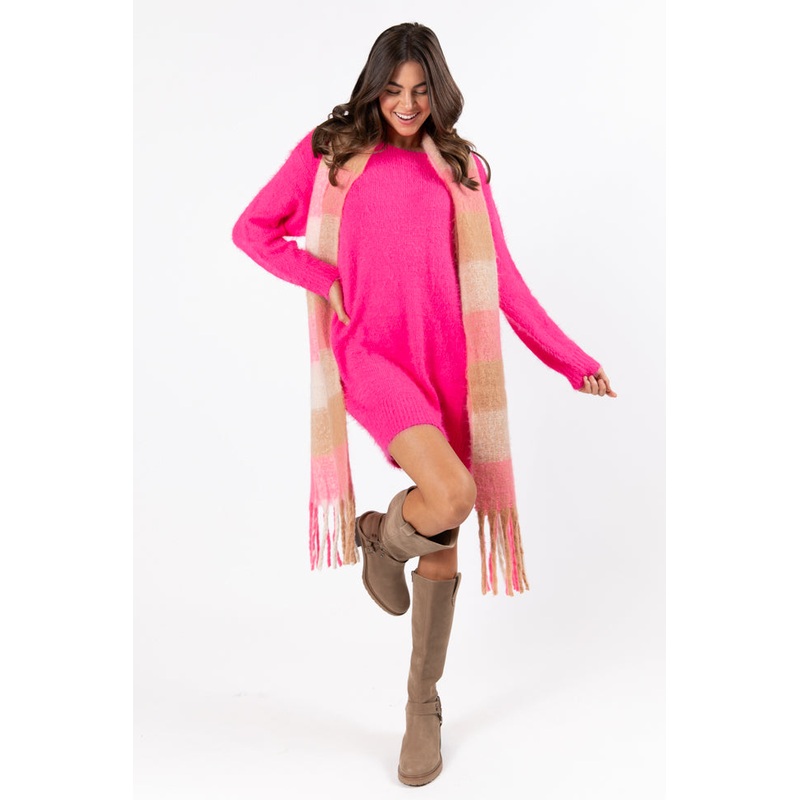 Days Go By Hot Pink Fuzzy Knit Sweater Dress FINAL SALE