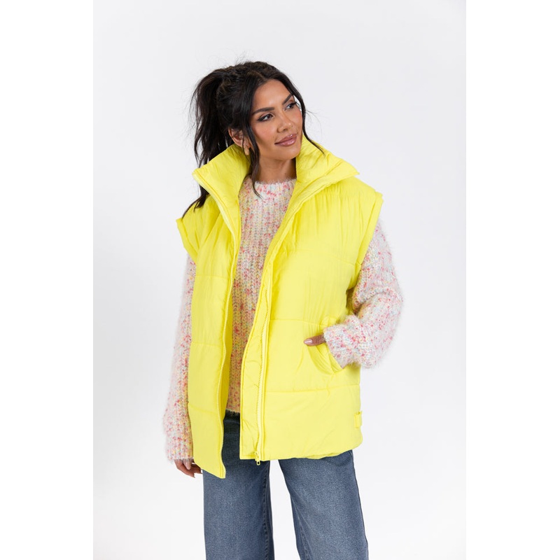 Going Upstate Yellow Oversized Puffer Vest FINAL SALE