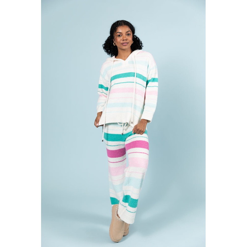 Heart On The Line Multi Striped Fuzzy Lounge Pants FINAL SALE