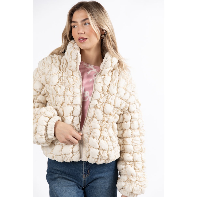 Higher Heights Ecru Bubble Puffer Jacket FINAL SALE
