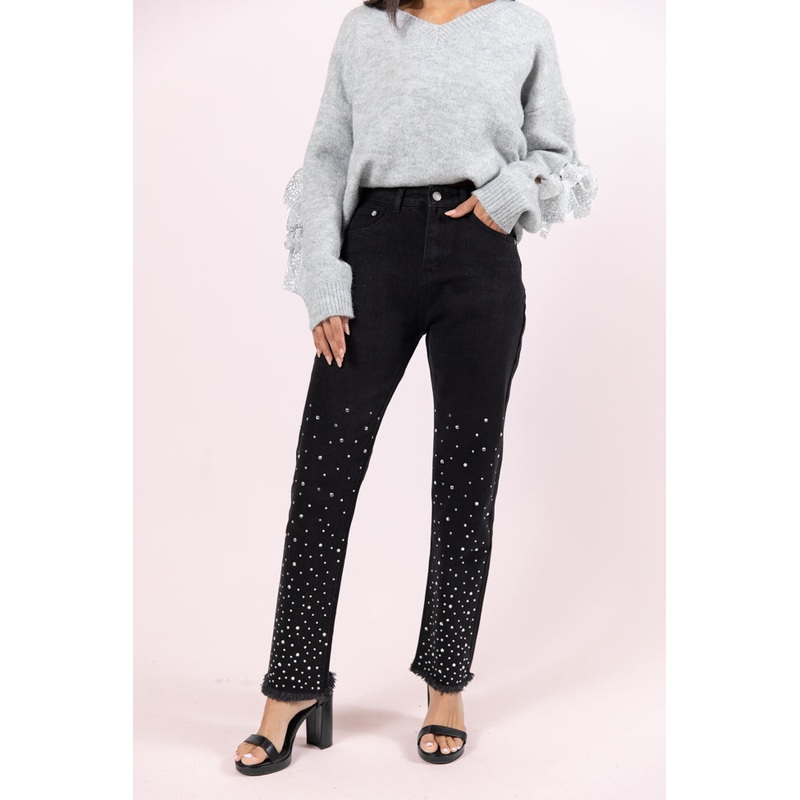 LaDonna Black Rhinestone Detail Jeans FINAL SALE