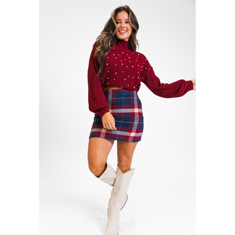 Plaid To Meet You Navy Skirt FINAL SALE