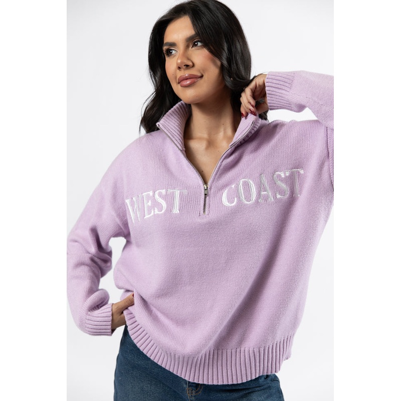 Roll With It Purple West Coast Quarter Zip Sweater