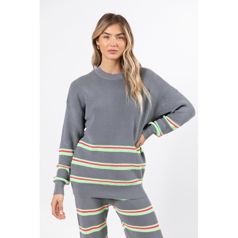 Seeing Stripes Pink and Green Striped Sweater FINAL SALE