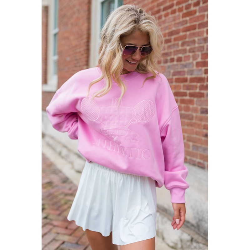 Sporty Chic Pink Embroidered Sweatshirt FINAL SALE