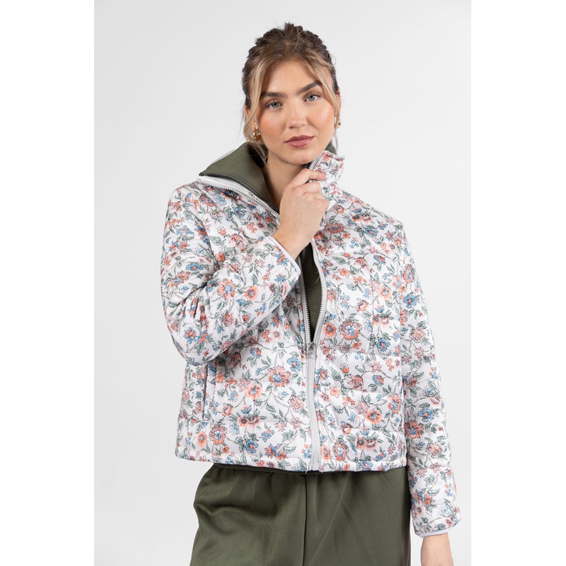 Vail Valley Pink Ivory Multi Floral Quilted Zip Up Jacket FINAL SALE