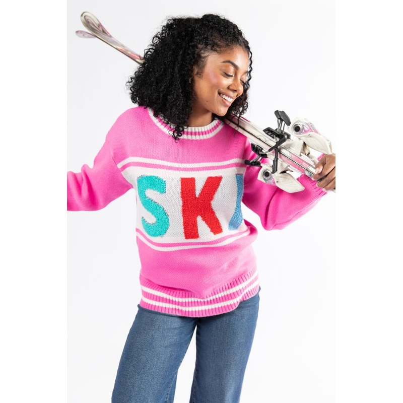 Varsity Ski Pink Sweater FINAL SALE