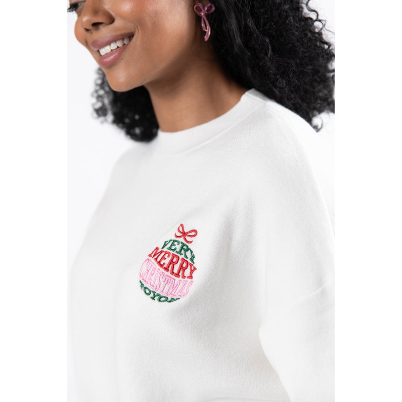 Very Merry Christmas To You Ivory Multi Ornament Sweater FINAL SALE