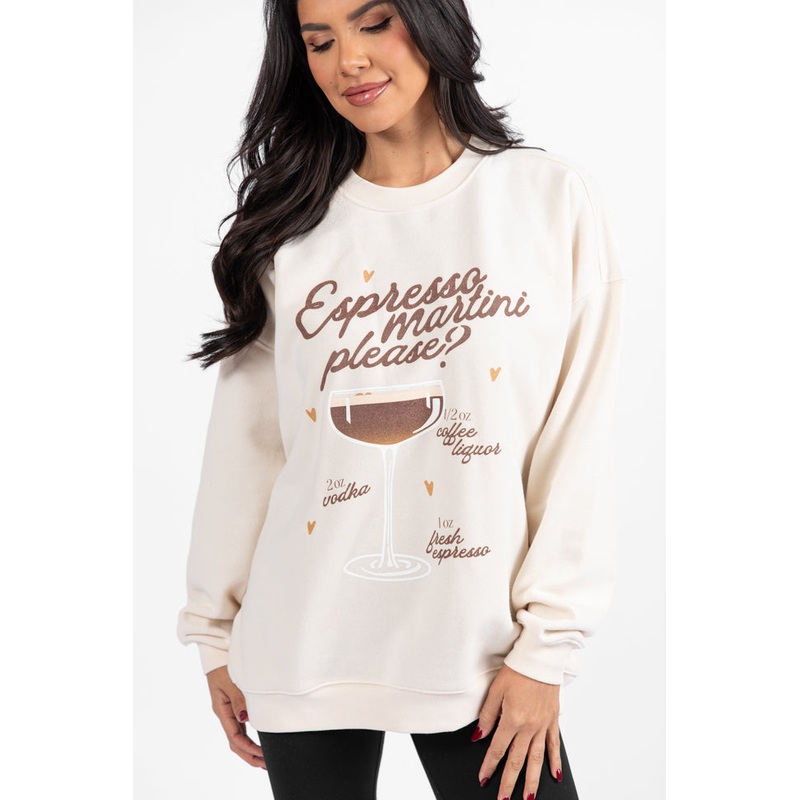Espresso Martini Please Cream Graphic Sweatshirt