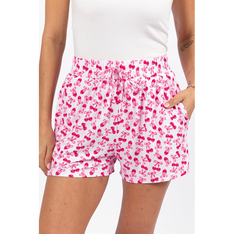 Over the Moon Cherry Hearts Pajama Shorts FINAL SALE