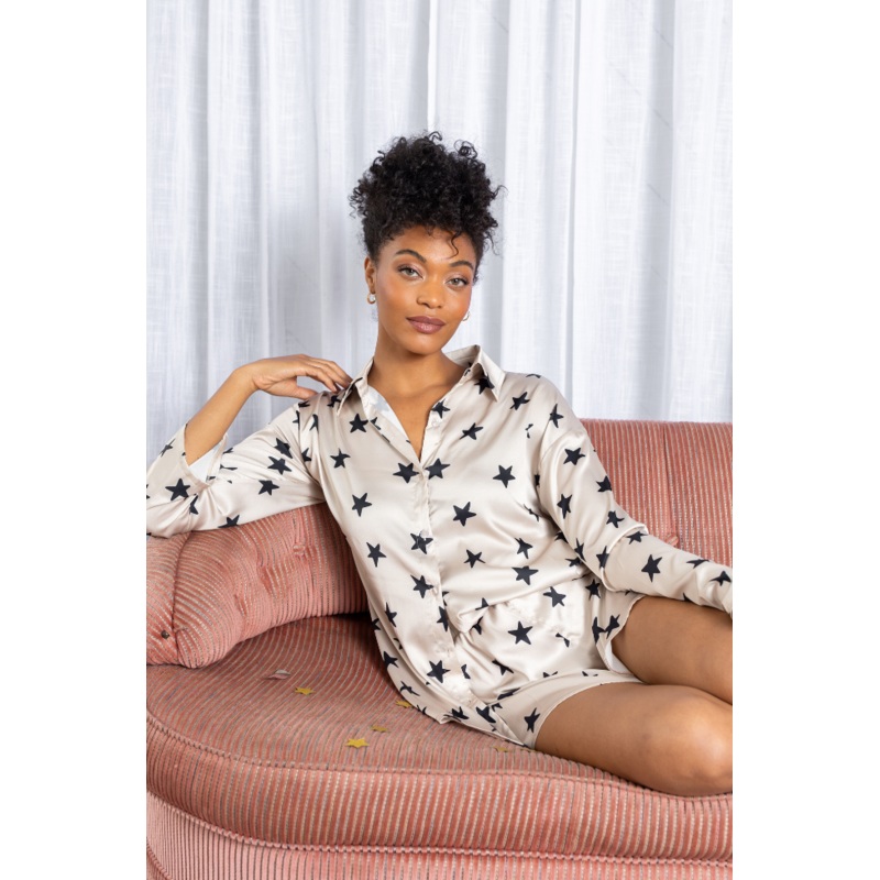 Pajama Party Neutral Stars Pajama Top FINAL SALE