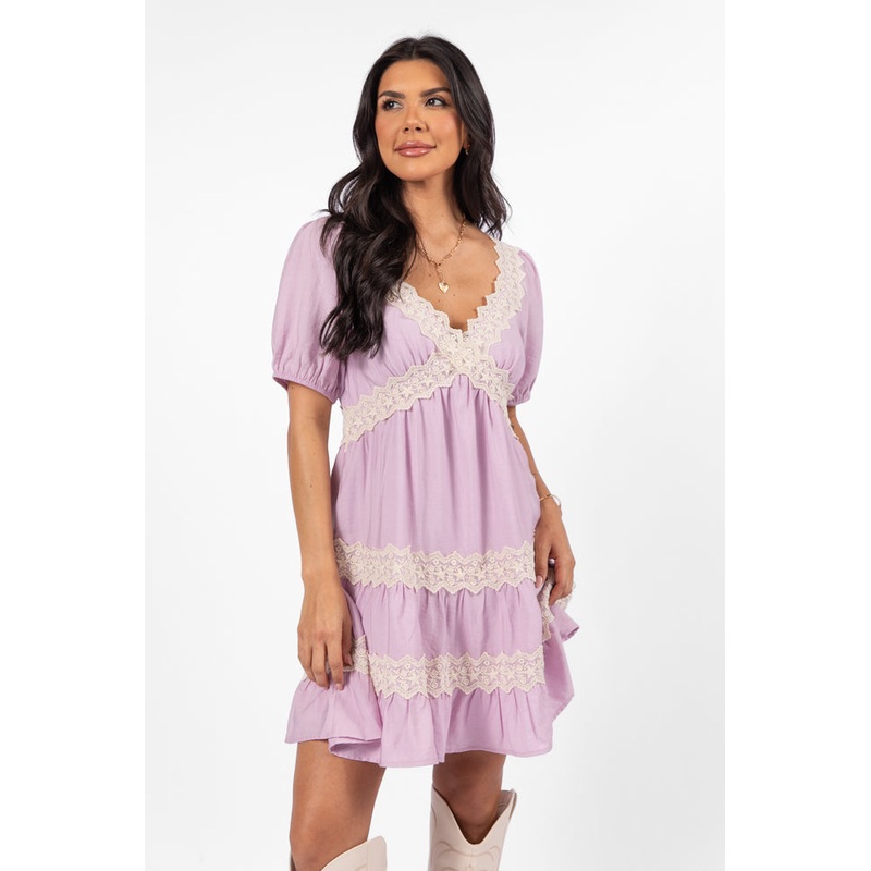 Savor This Feeling Pink Lace Trim Mini Dress FINAL SALE
