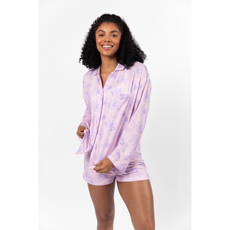 Sweet Dreams In Purple Floral Fantasy Long Sleeve Pajama Top FINAL SALE