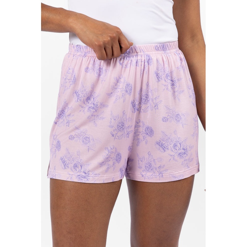 Sweet Dreams In Purple Floral Fantasy Pajama Shorts FINAL SALE
