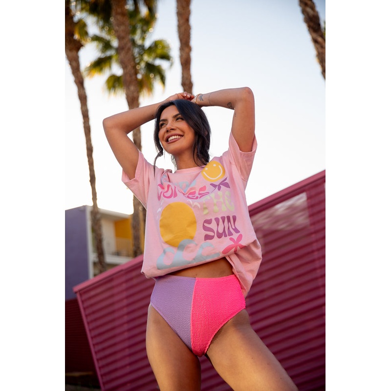 Tropical Daydreams Pink and Lilac Bikini Bottom FINAL SALE