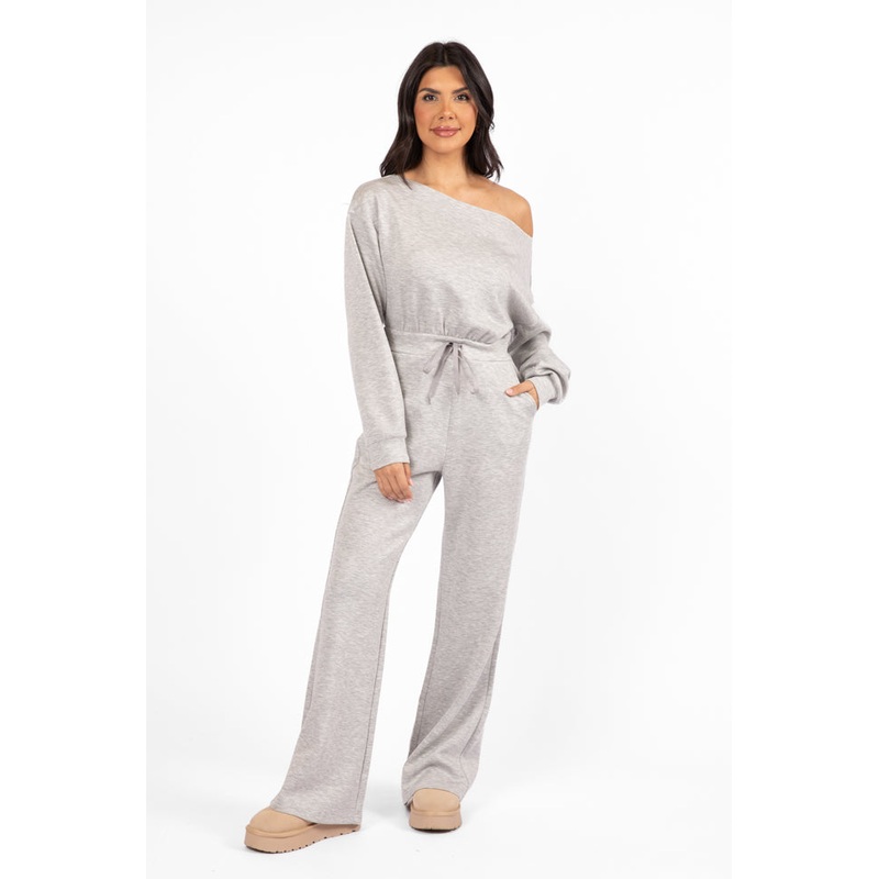 Wear It Out Heather Grey Boat Neck Jumpsuit FINAL SALE