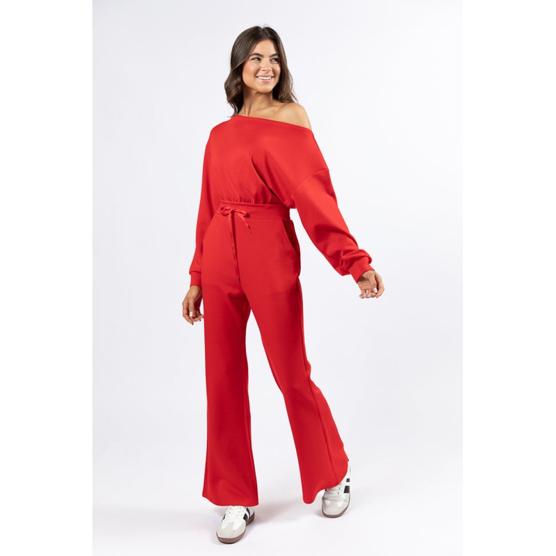 Wear It Out Red Boat Neck Jumpsuit FINAL SALE