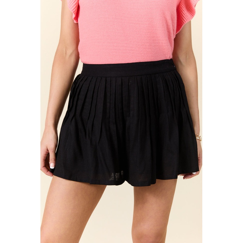 All Along Black Pleated Shorts