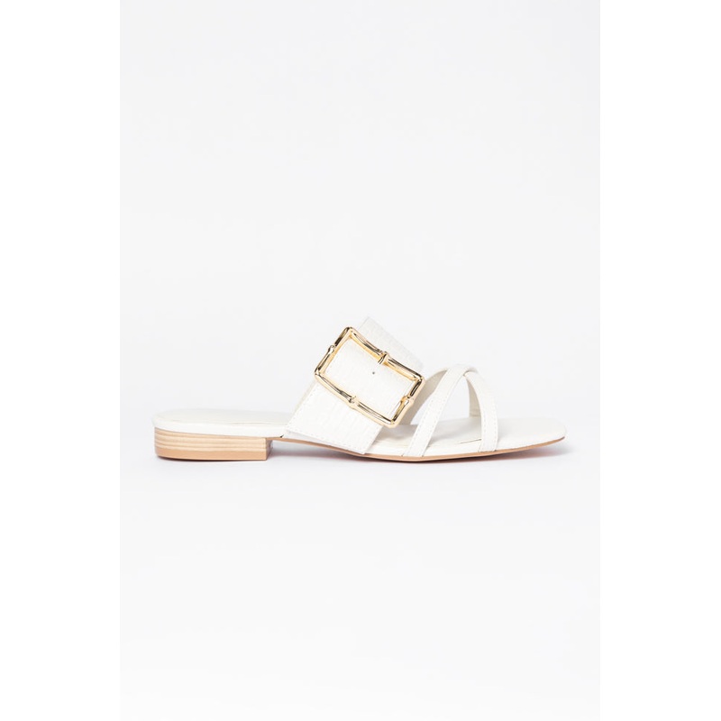 Blaine White Buckle Sandals