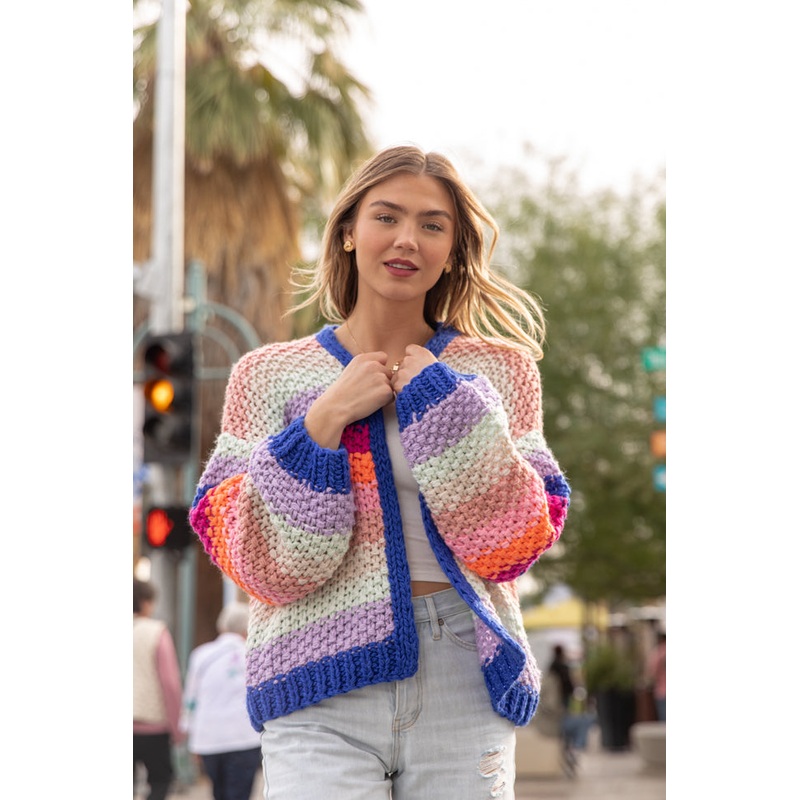Forgot You Existed Navy Multi Striped Cardigan FINAL SALE