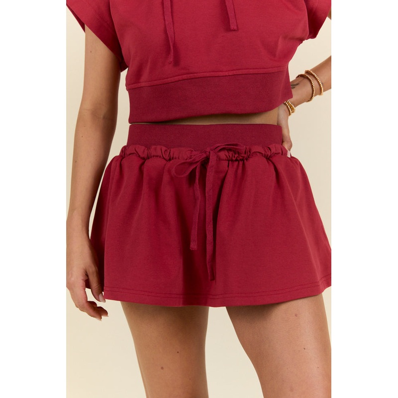 Get Up And Go Red Fleece Active Skort