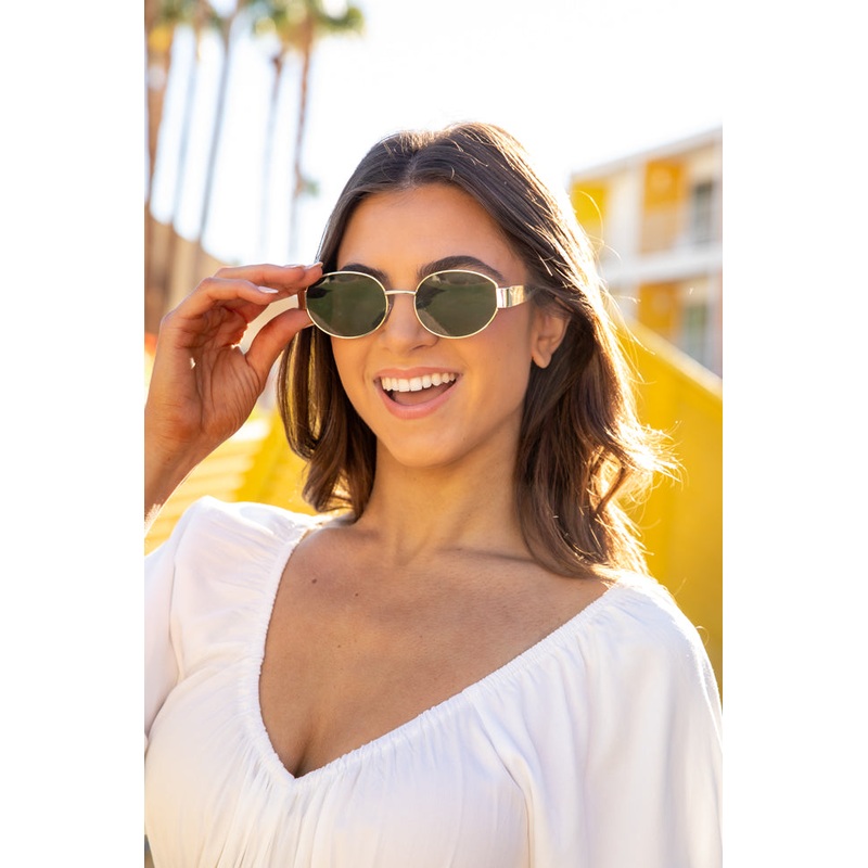 Gold Oval Wire Framed Sunglasses FINAL SALE