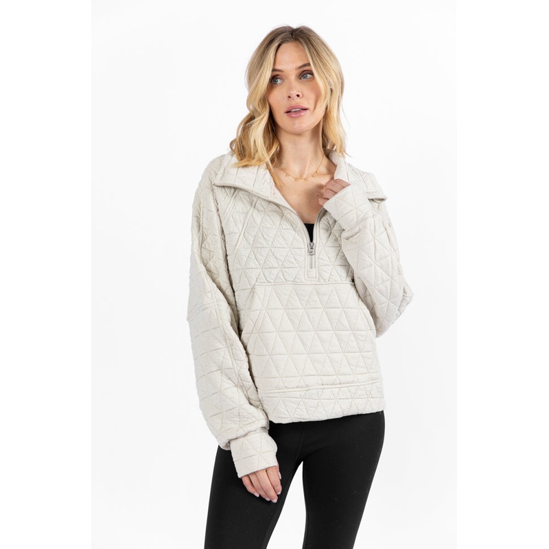 Love Is Everything Ivory Quilted Quarter Zip Pullover FINAL SALE