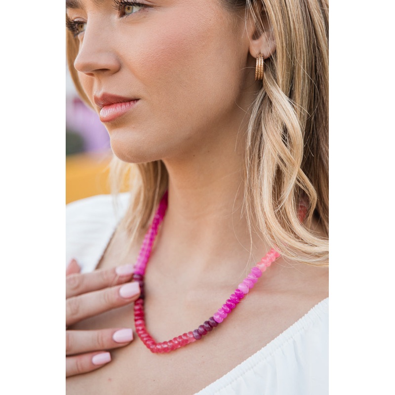 Pink and Red Beaded Necklace FINAL SALE