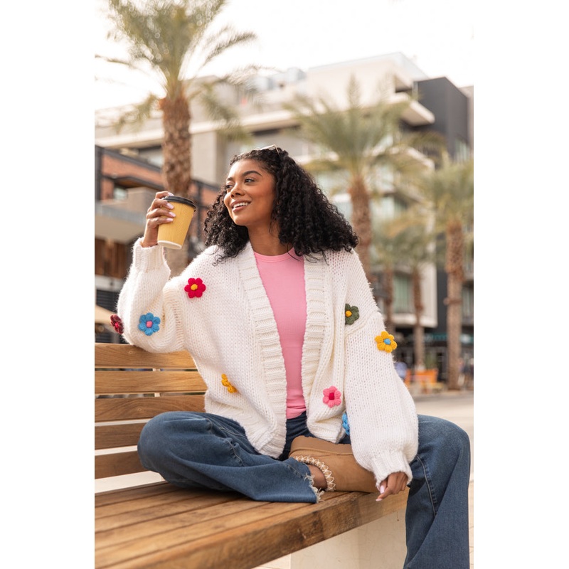 The Way I Feel Ivory Multi Flower Embroidered Cardigan FINAL SALE