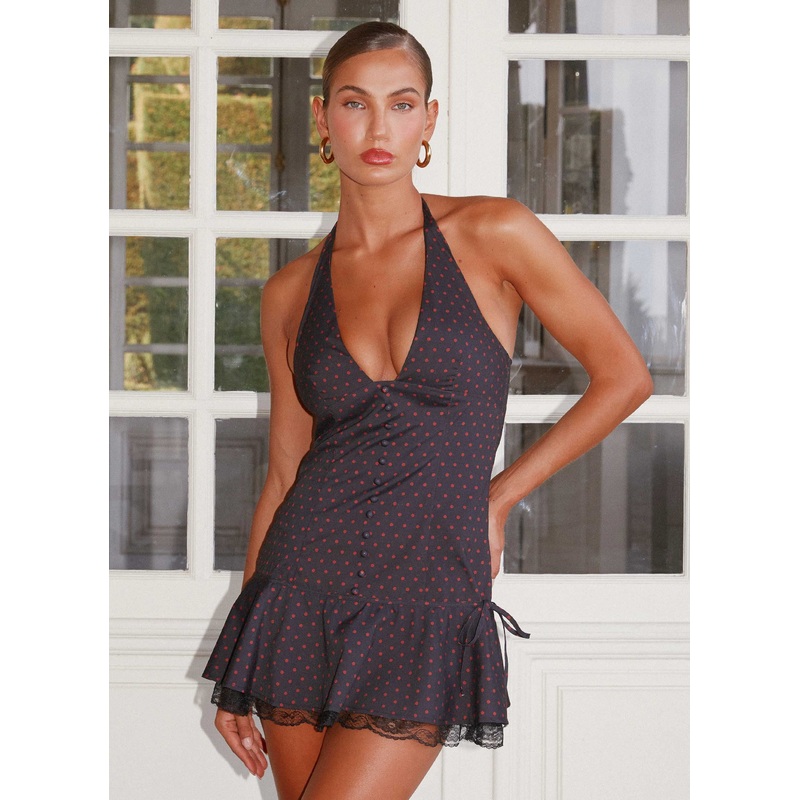 Aiden Mini Dress – Black Polka Dot
