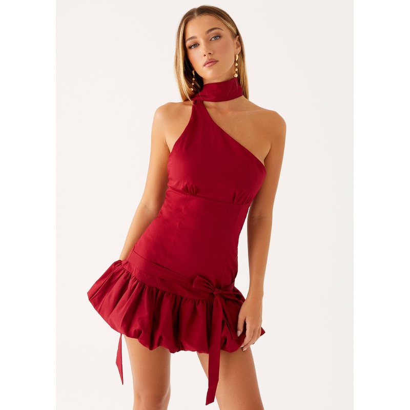 Belina Scarf Mini Dress – Merlot