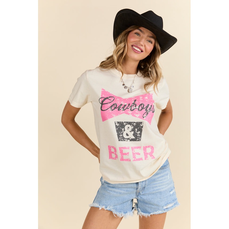 Cowboys & Beer Ivory Graphic Tee